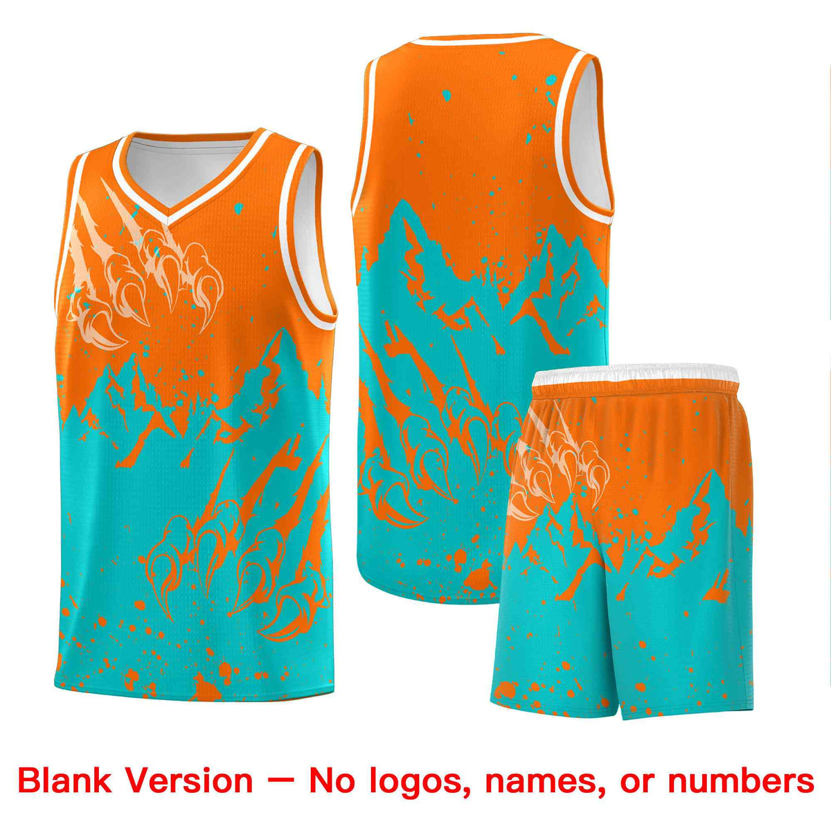 Custom Orange Aqua Snow Mountain Beast Pattern Sports Uniform Basketball Jersey| KXKSHOP