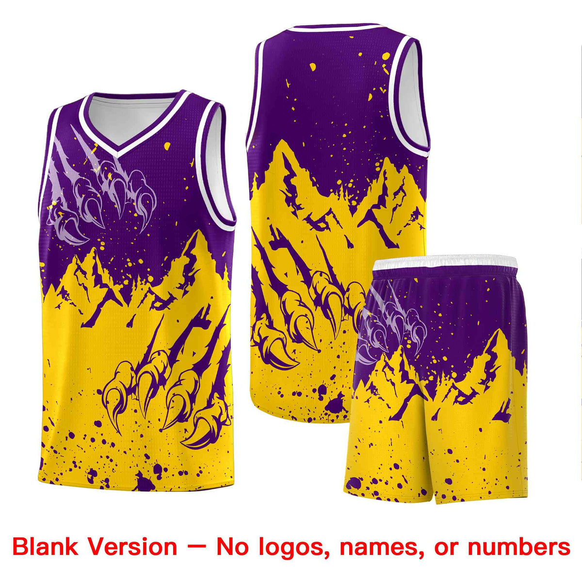 Custom Purple Gold Snow Mountain Beast Pattern Sports Uniform Basketball Jersey| KXKSHOP