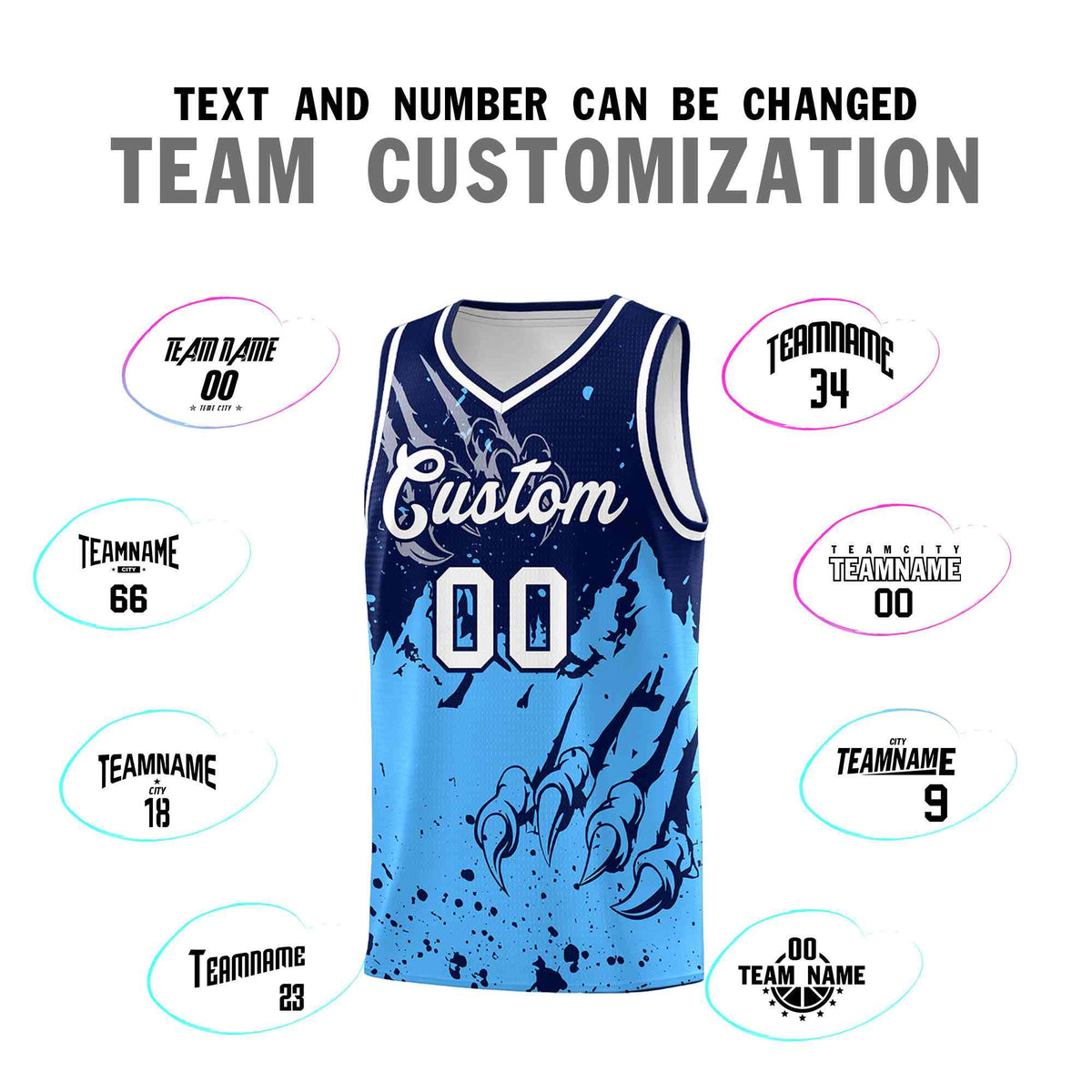 Custom Navy Powder Blue Snow Mountain Beast Pattern Sports Uniform Basketball Jersey| KXKSHOP