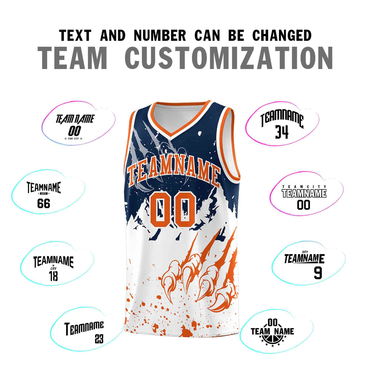 Custom Navy Orange Snow Mountain Beast Pattern Sports Uniform Basketball Jersey
