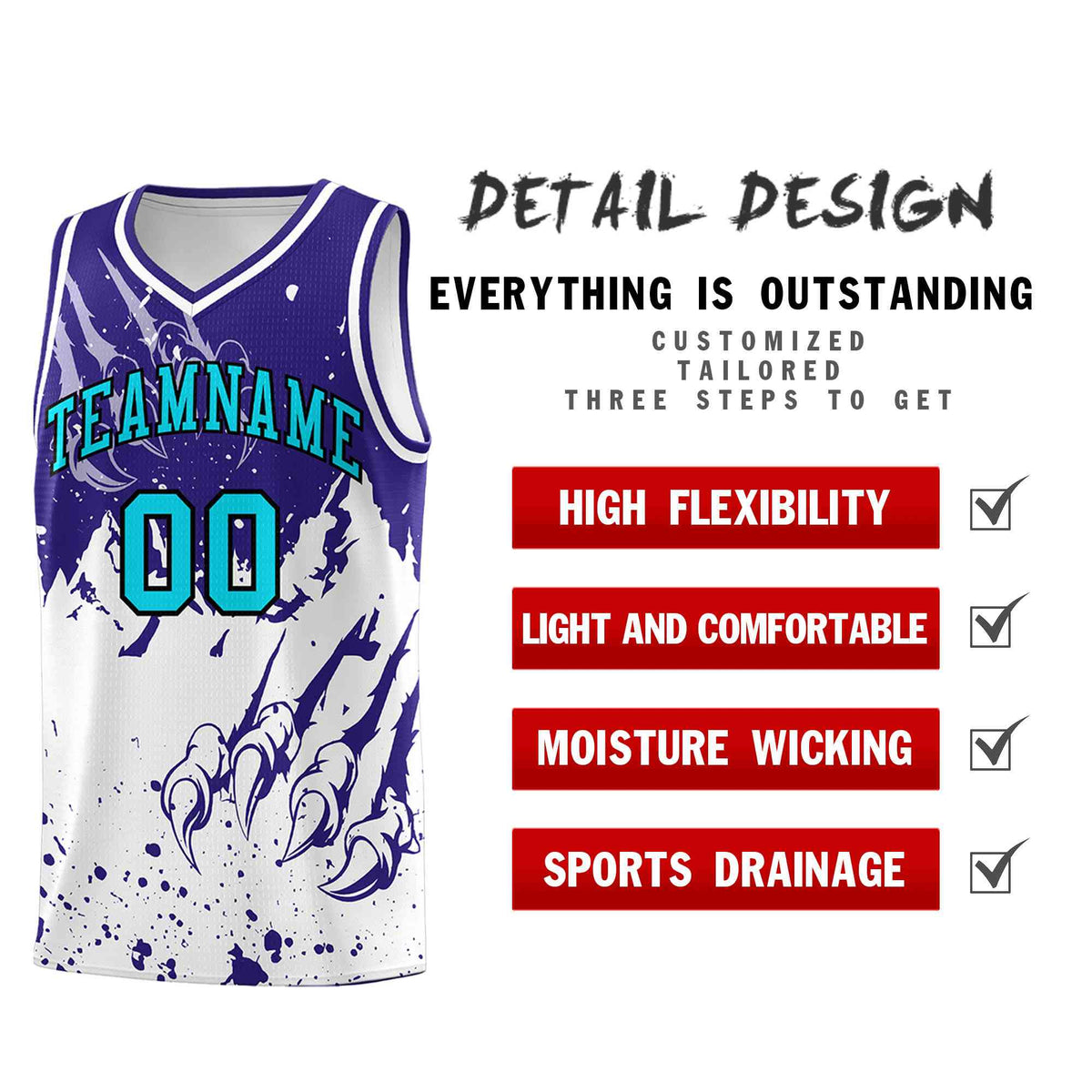 Custom Royal White Snow Mountain Beast Pattern Sports Uniform Basketball Jersey