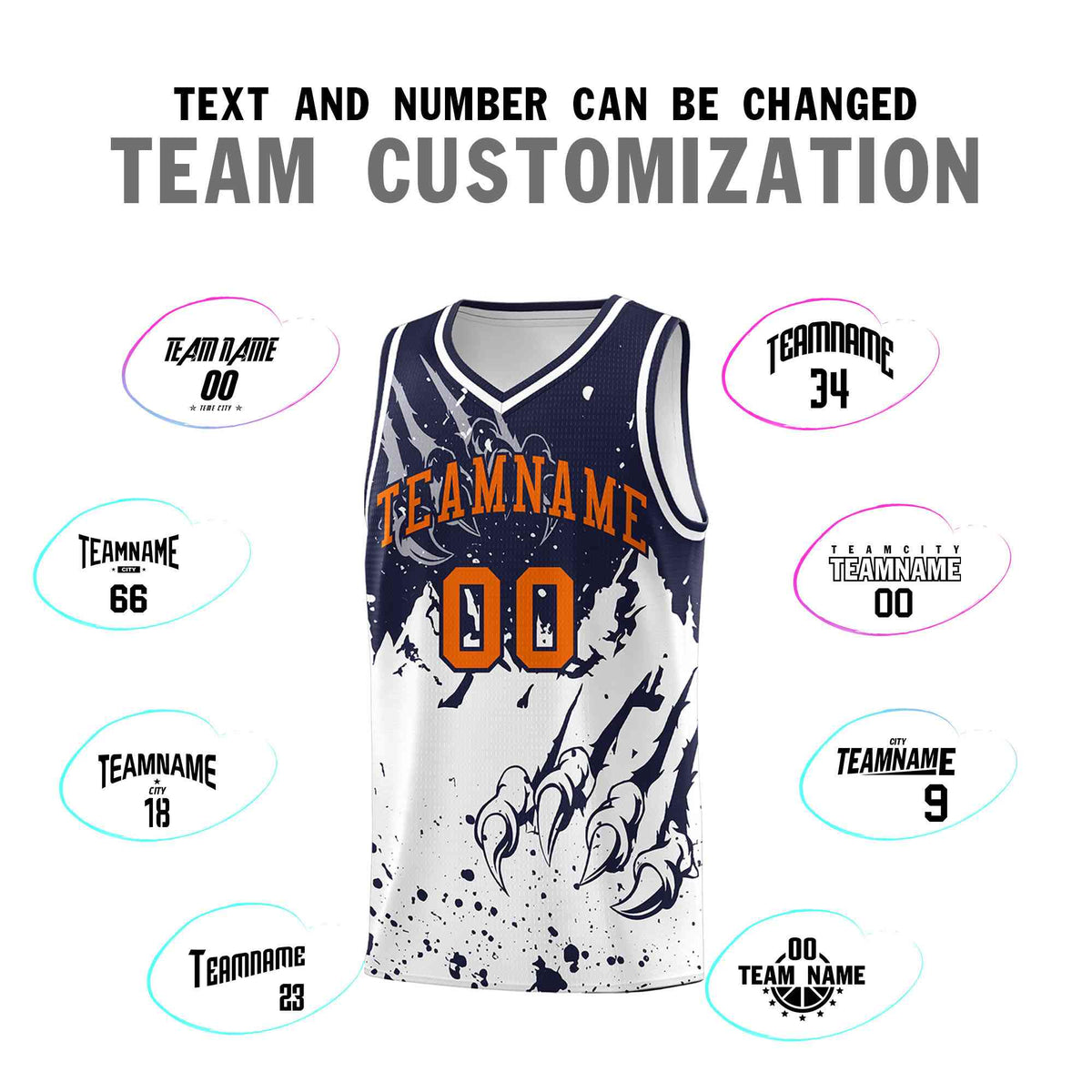 Custom Navy White Snow Mountain Beast Pattern Sports Uniform Basketball Jersey