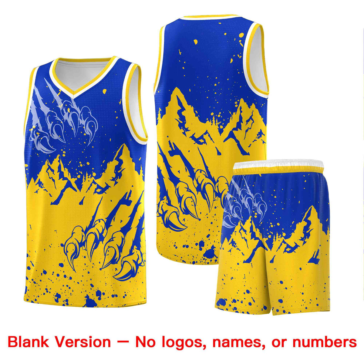 Custom Royal Gold Snow Mountain Beast Pattern Sports Uniform Basketball Jersey