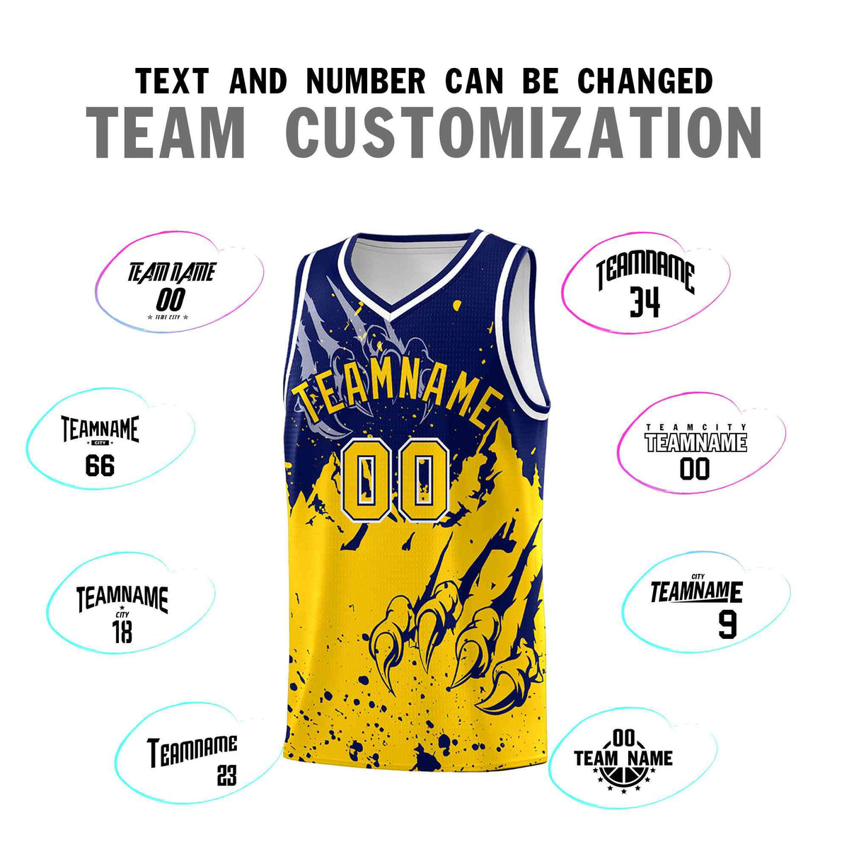 Custom Navy Gold Snow Mountain Beast Pattern Sports Uniform Basketball Jersey