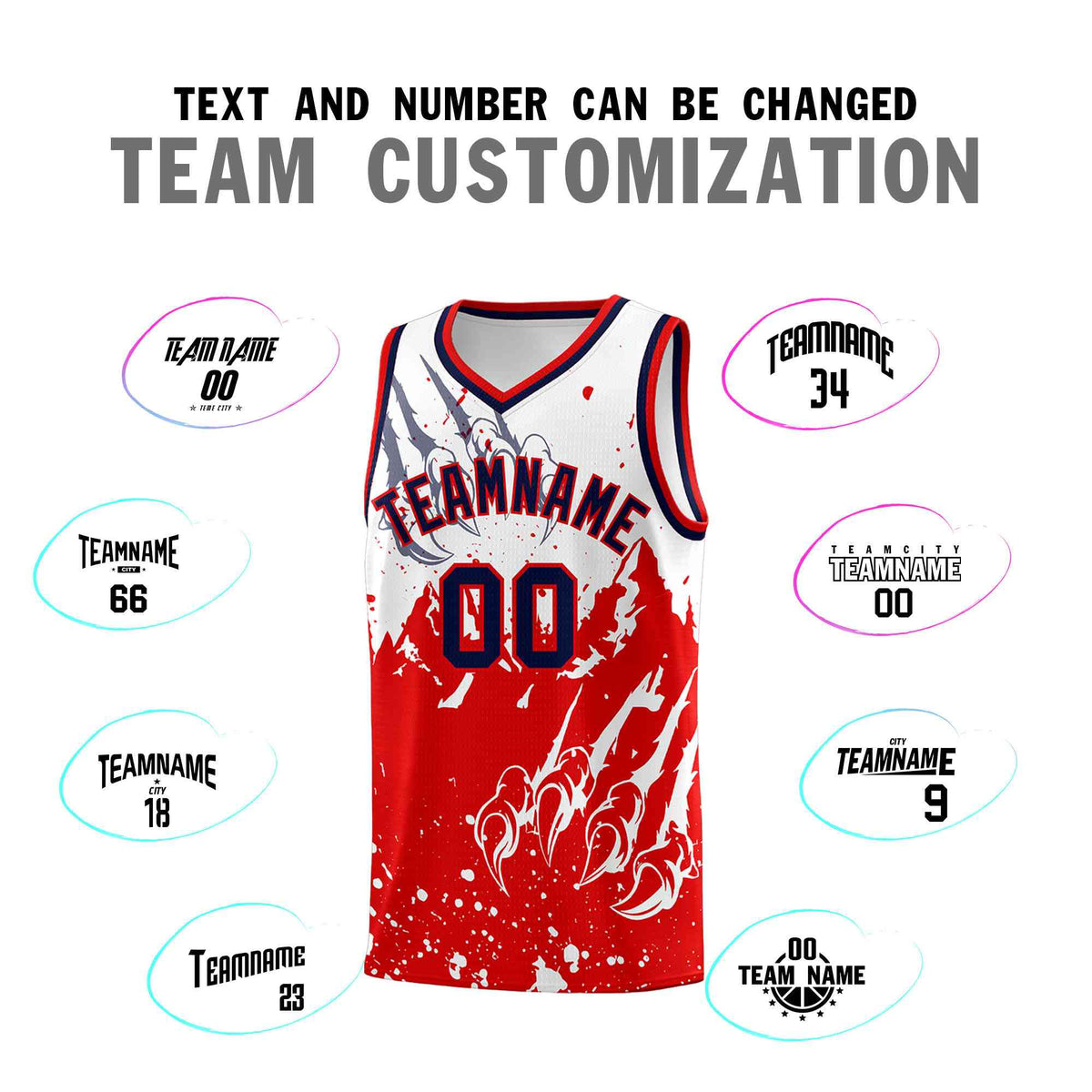 Custom White Red Snow Mountain Beast Pattern Sports Uniform Basketball Jersey