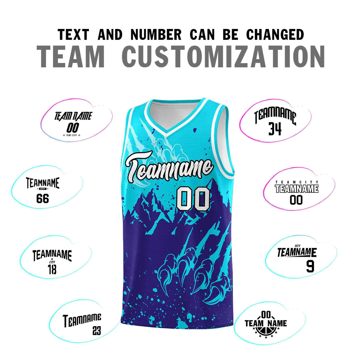 Custom Sky Blue Royal Snow Mountain Beast Pattern Sports Uniform Basketball Jersey