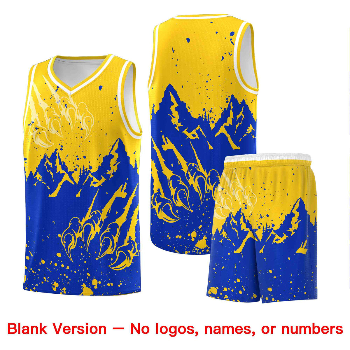 Custom Gold Royal Snow Mountain Beast Pattern Sports Uniform Basketball Jersey