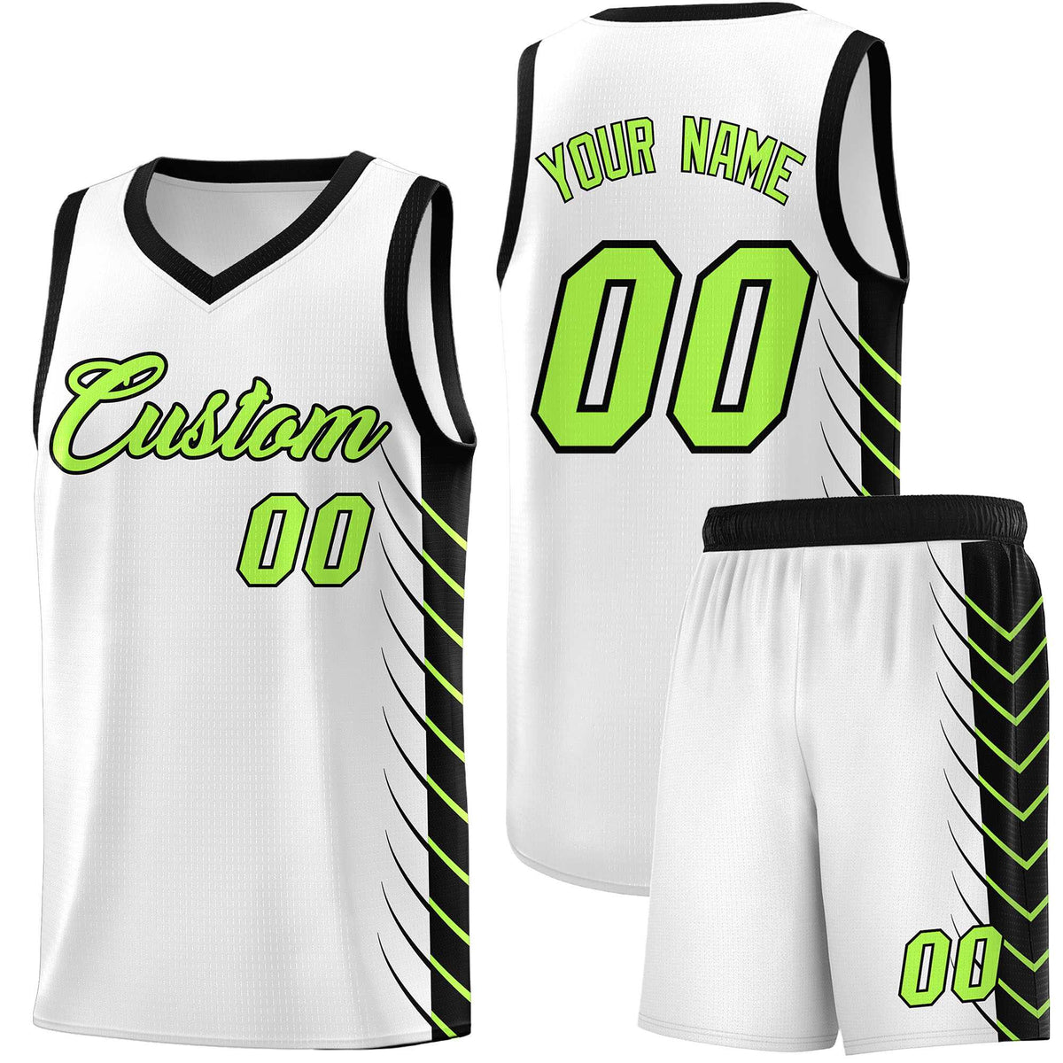 Custom White Black Personalized Side Symmetrical Line Pattern Sports Uniform Basketball Jersey