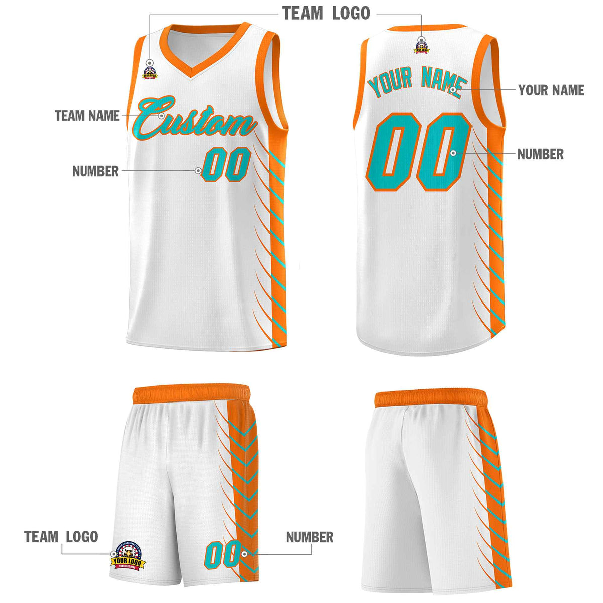 Custom White Sky Blue Personalized Side Symmetrical Line Pattern Sports Uniform Basketball Jersey