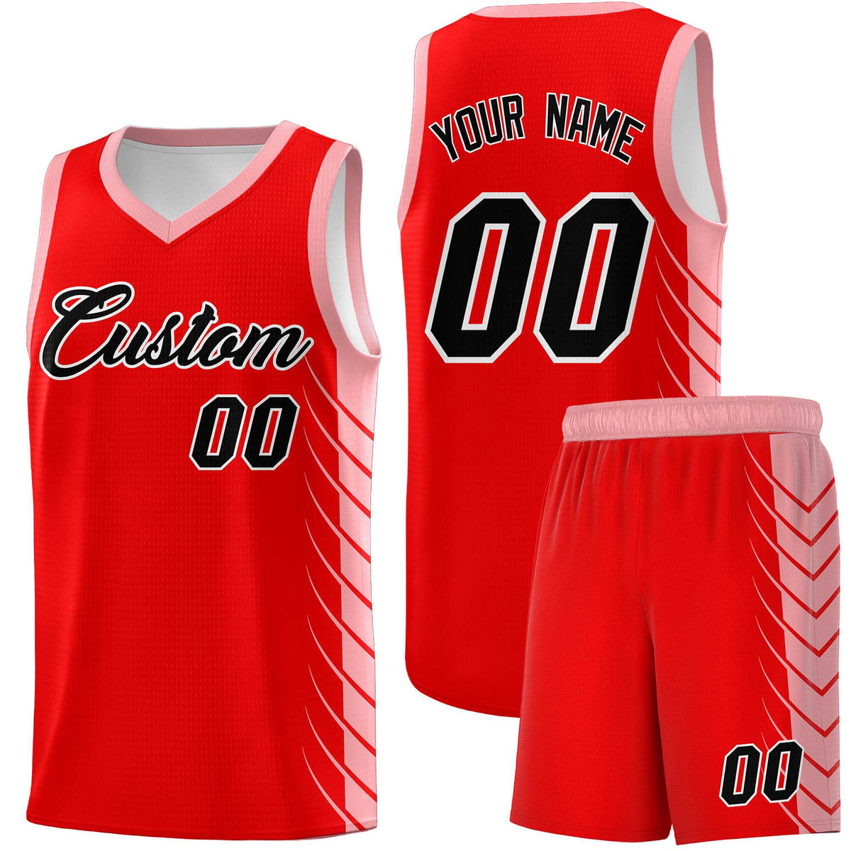Custom Light Red Light Pink Personalized Side Symmetrical Line Pattern Sports Uniform Basketball Jersey