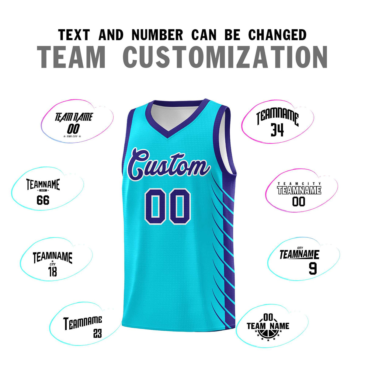 Custom Sky Blue Royal Personalized Side Symmetrical Line Pattern Sports Uniform Basketball Jersey| KXKSHOP