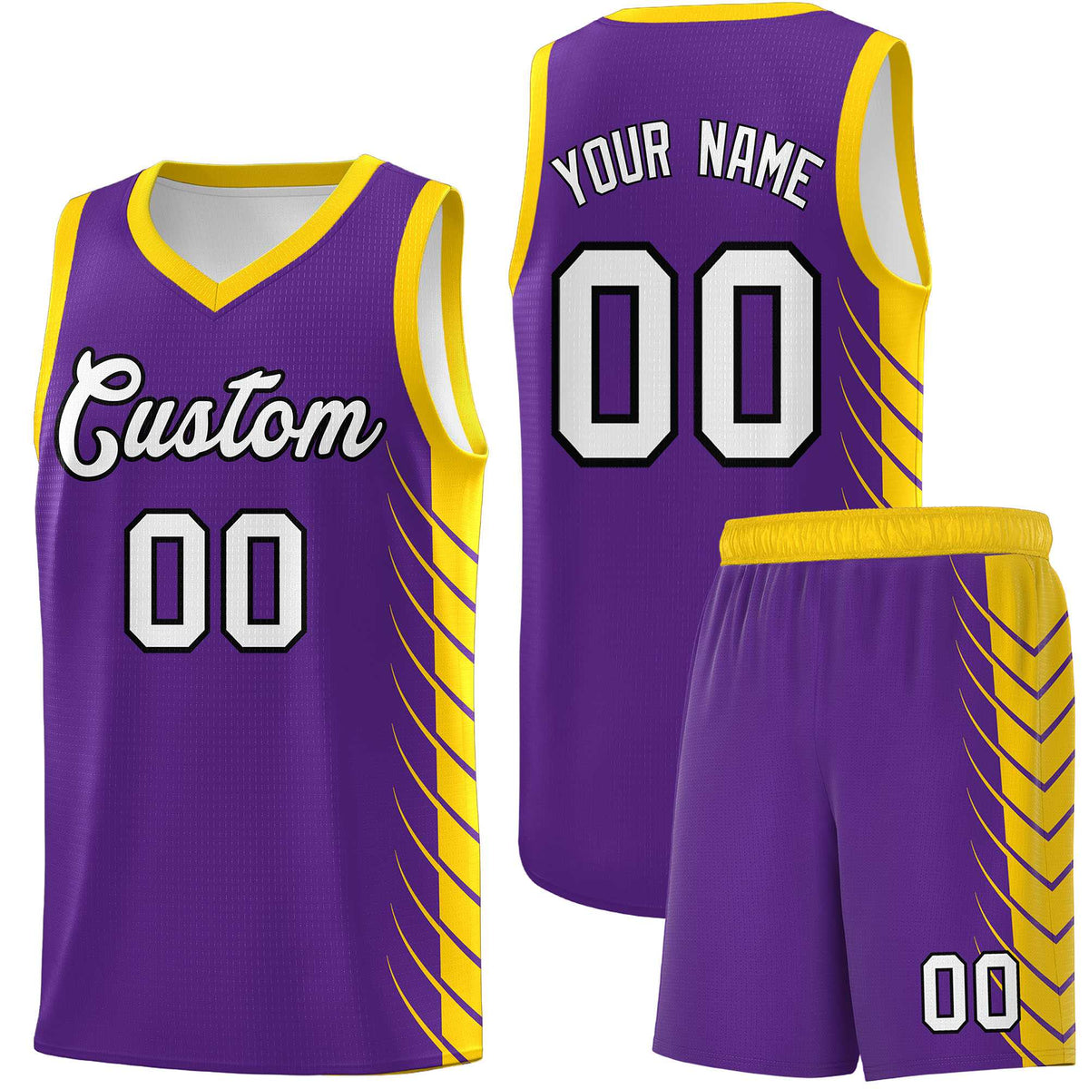 Custom Purple Gold Personalized Side Symmetrical Line Pattern Sports Uniform Basketball Jersey| KXKSHOP