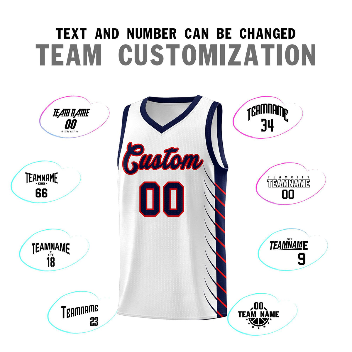 Custom White Navy Personalized Side Symmetrical Line Pattern Sports Uniform Basketball Jersey| KXKSHOP