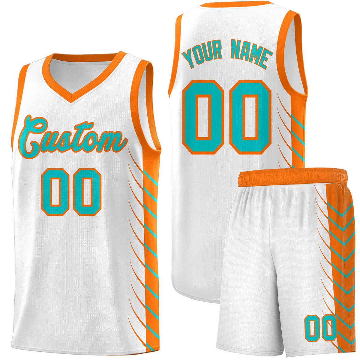 Custom White Sky Blue Personalized Side Symmetrical Line Pattern Sports Uniform Basketball Jersey| KXKSHOP