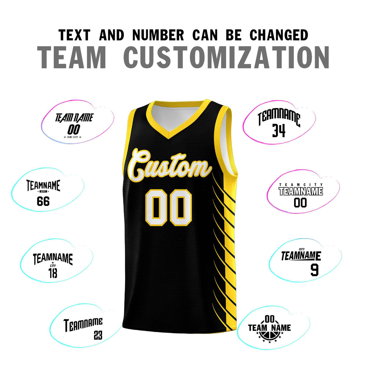 Custom Black Gold Personalized Side Symmetrical Line Pattern Sports Uniform Basketball Jersey| KXKSHOP