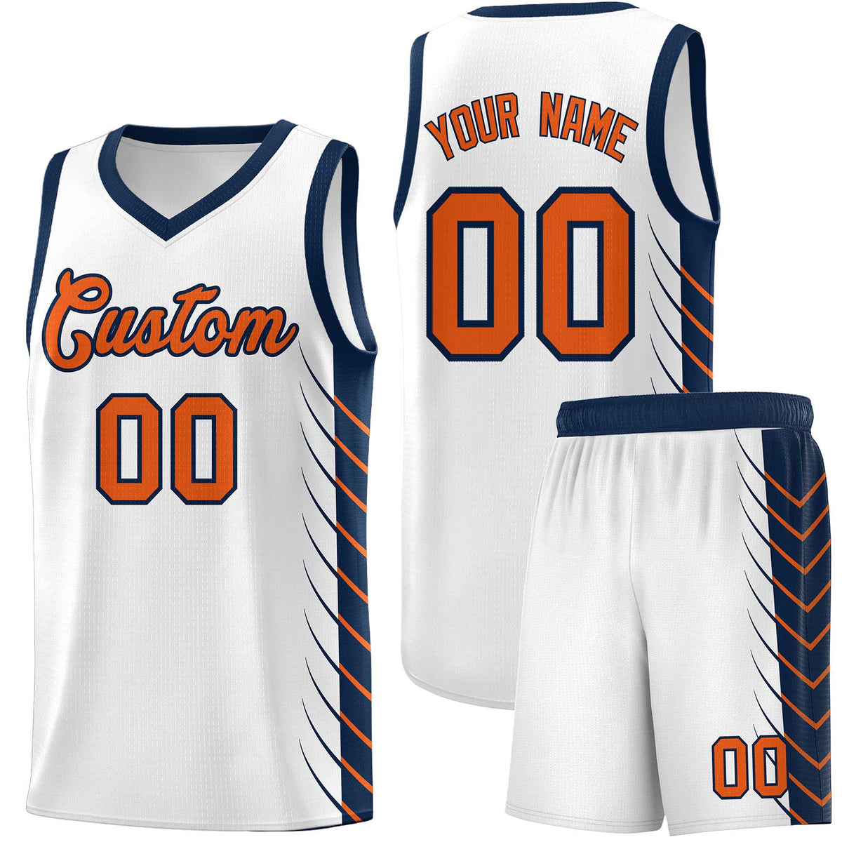 Custom White Navy Personalized Side Symmetrical Line Pattern Sports Uniform Basketball Jersey| KXKSHOP