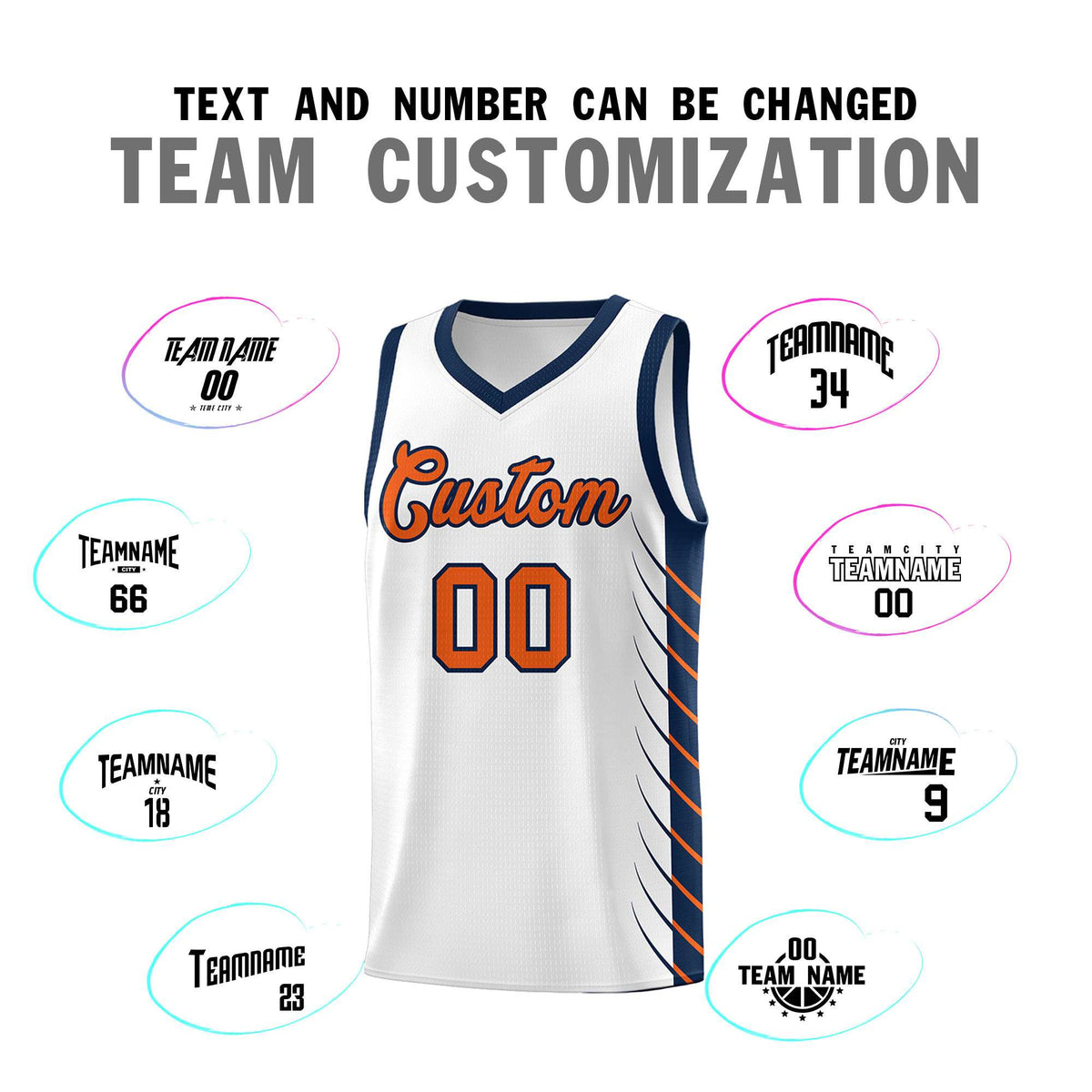 Custom White Navy Personalized Side Symmetrical Line Pattern Sports Uniform Basketball Jersey| KXKSHOP