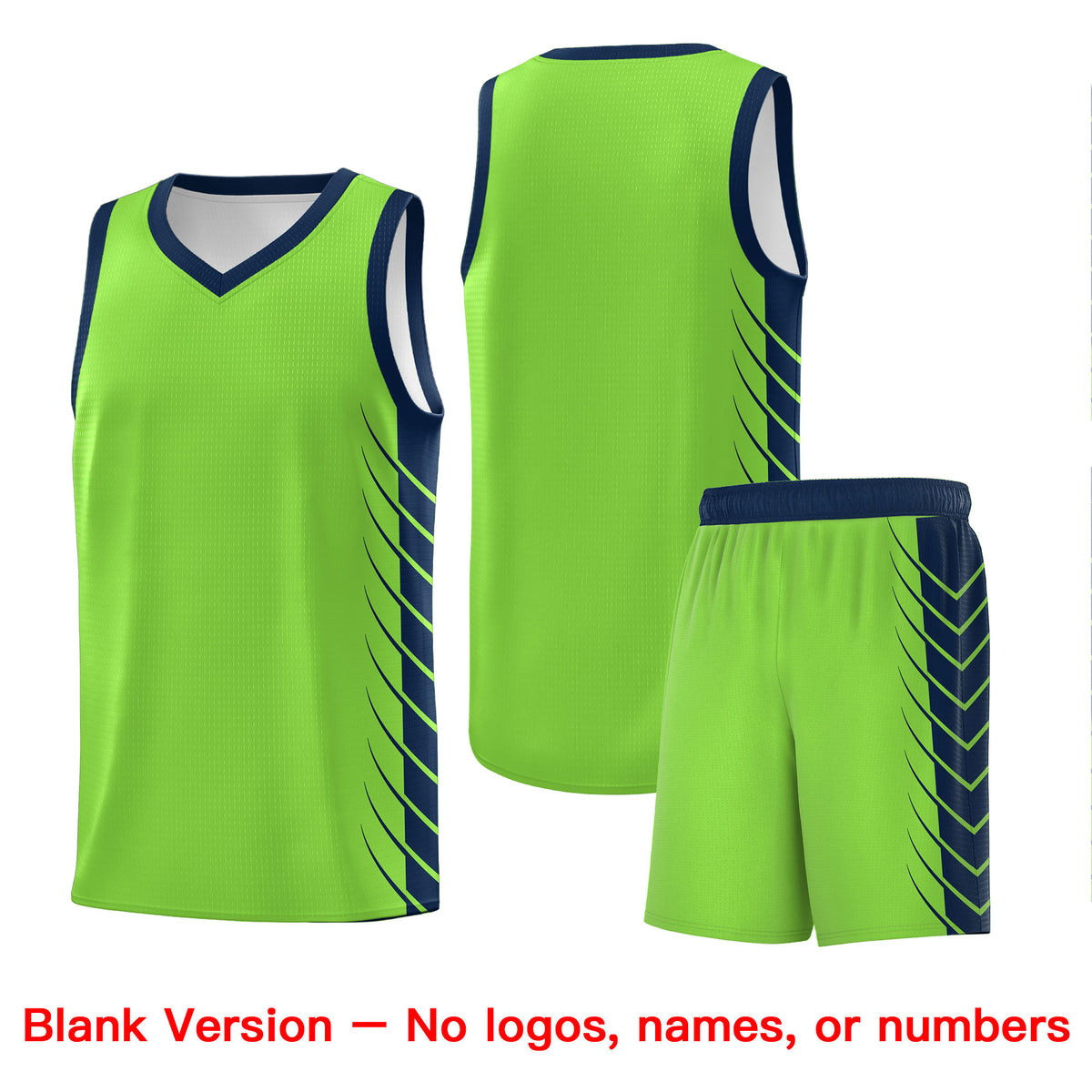 Custom Fluorescent Green Navy Personalized Side Symmetrical Line Pattern Sports Uniform Basketball Jersey| KXKSHOP