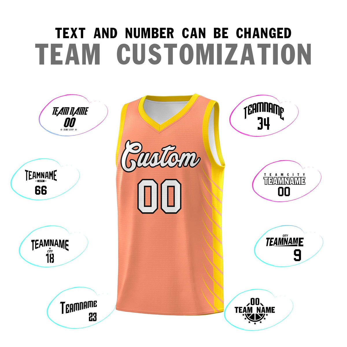 Custom Light Orange Gold Personalized Side Symmetrical Line Pattern Sports Uniform Basketball Jersey| KXKSHOP