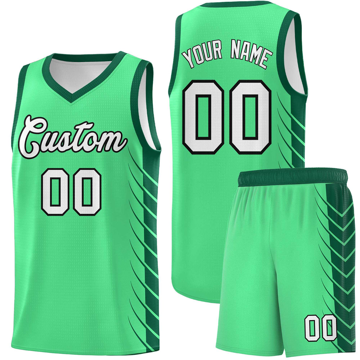 Custom Green Kelly Green Personalized Side Symmetrical Line Pattern Sports Uniform Basketball Jersey| KXKSHOP