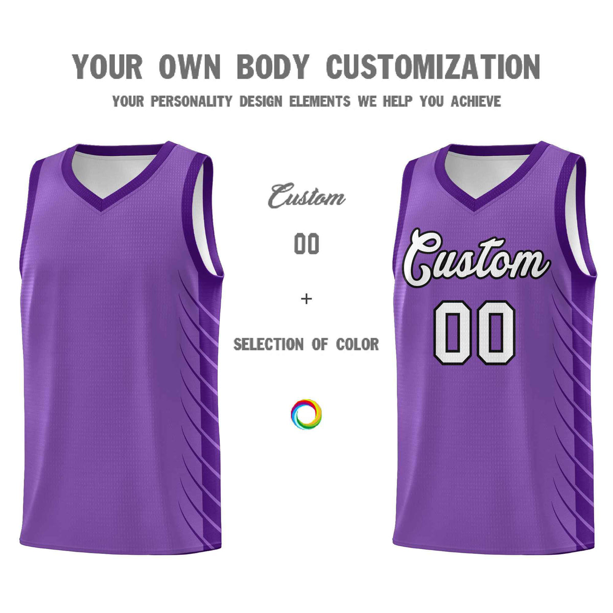 Custom Light Purple Purple Personalized Side Symmetrical Line Pattern Sports Uniform Basketball Jersey| KXKSHOP