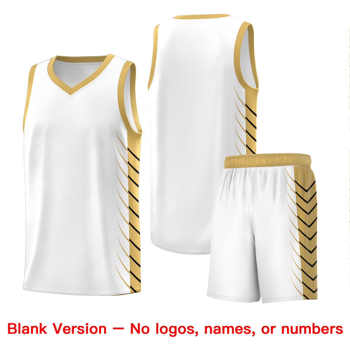 Custom White Old Gold Personalized Side Symmetrical Line Pattern Sports Uniform Basketball Jersey| KXKSHOP