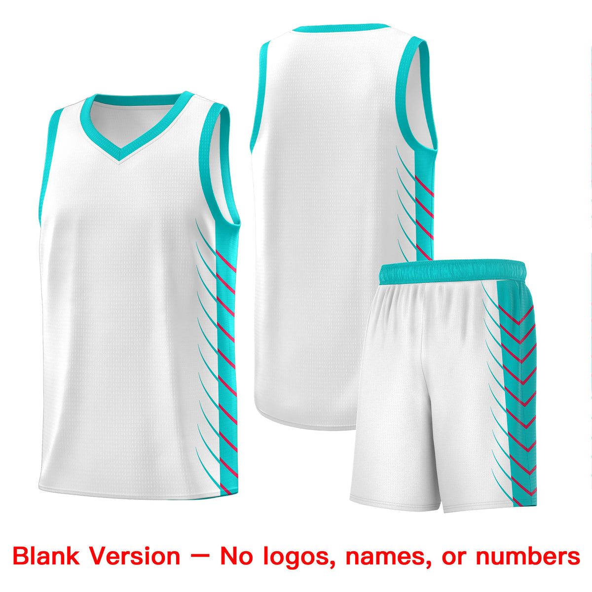 Custom White Aqua Personalized Side Symmetrical Line Pattern Sports Uniform Basketball Jersey