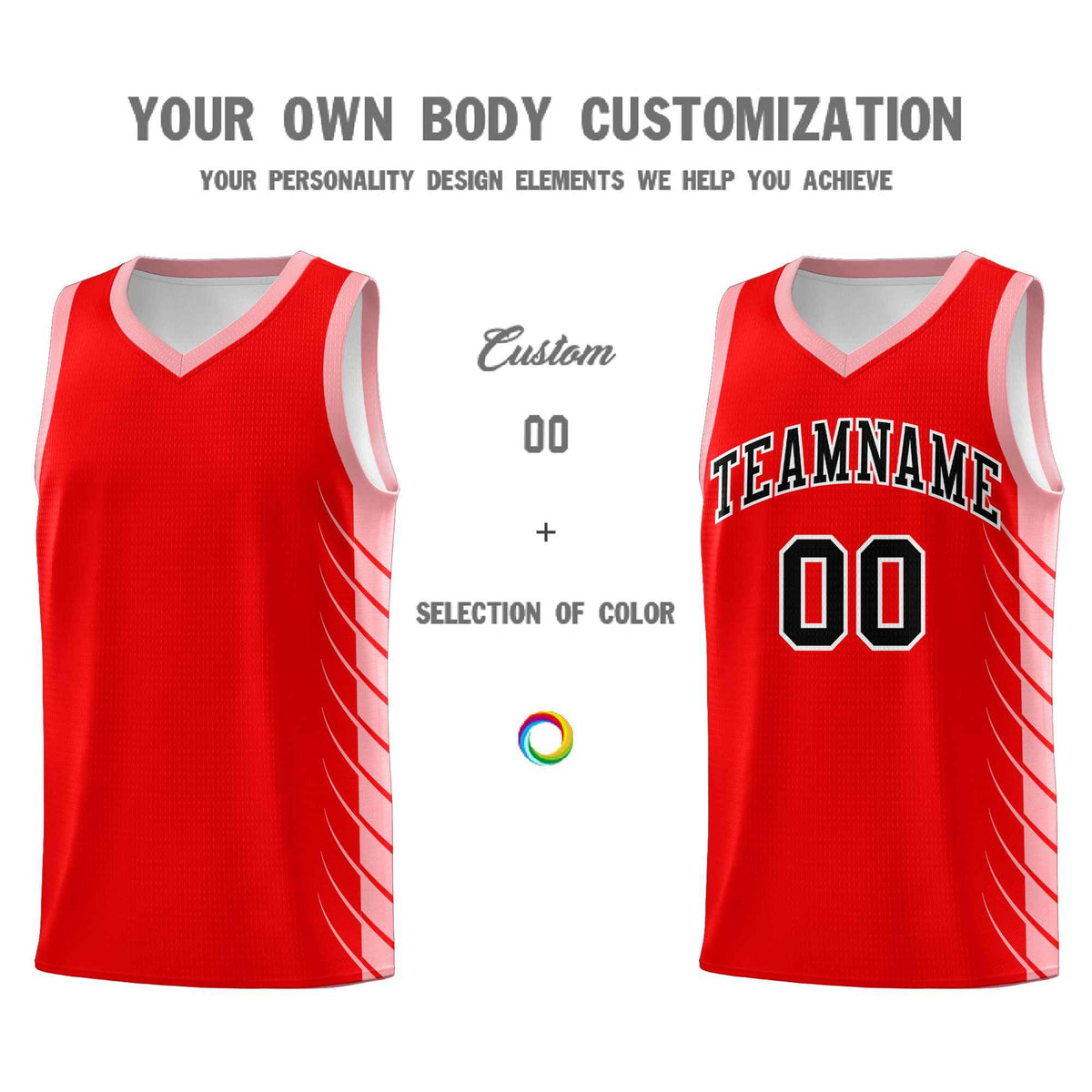 Custom Light Red Light Pink Personalized Side Symmetrical Line Pattern Sports Uniform Basketball Jersey