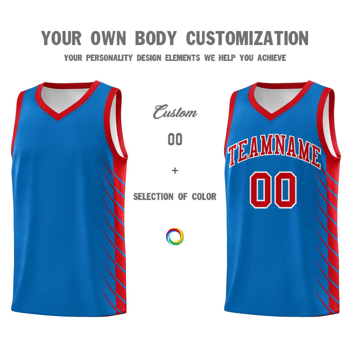Custom Royal Red Personalized Side Symmetrical Line Pattern Sports Uniform Basketball Jersey