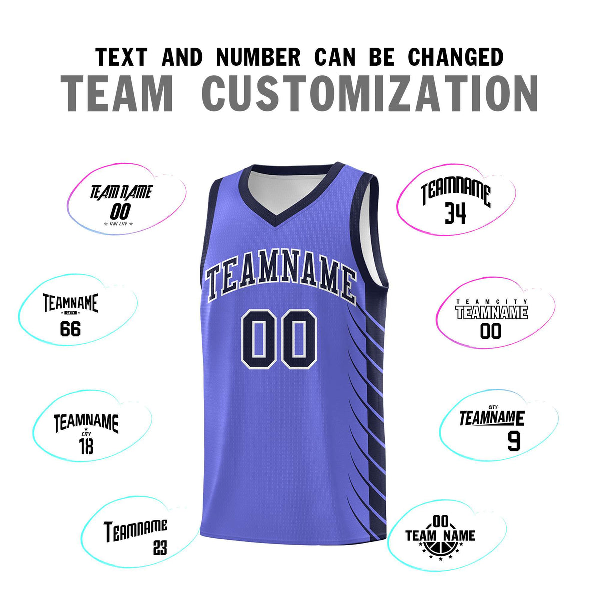 Custom Purple Navy Personalized Side Symmetrical Line Pattern Sports Uniform Basketball Jersey