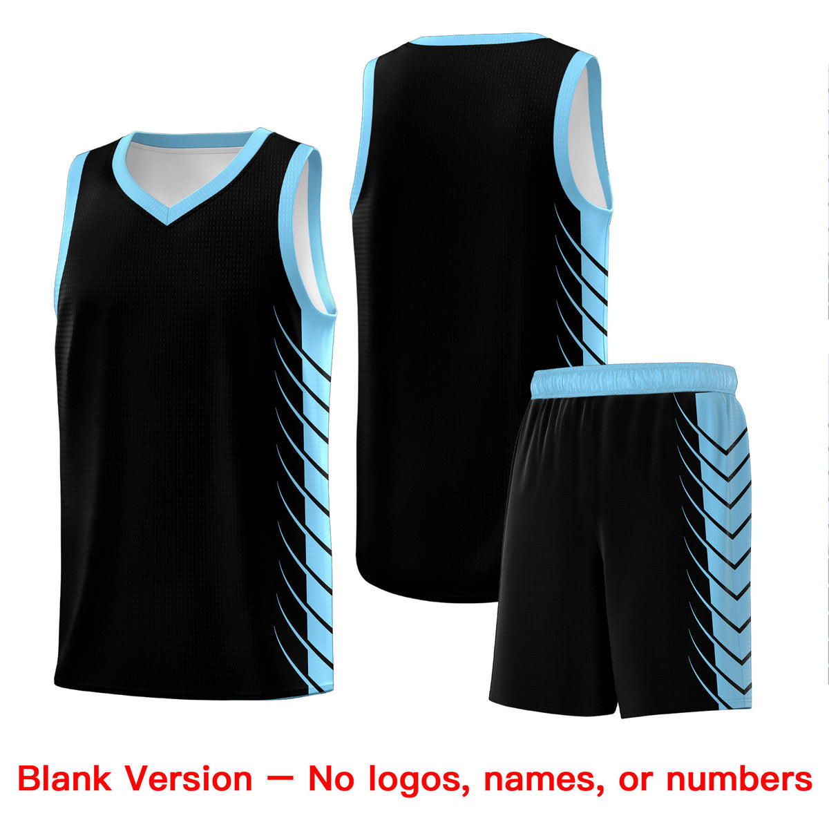 Custom Black Light Blue Personalized Side Symmetrical Line Pattern Sports Uniform Basketball Jersey
