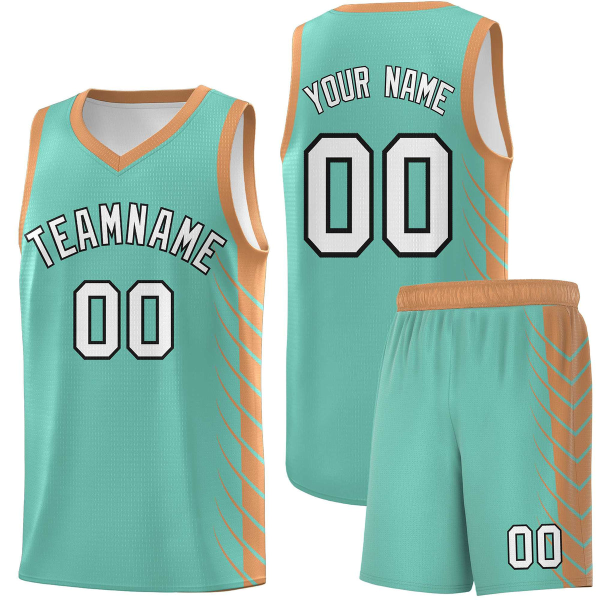 Custom Bright Green Buckskin Brown Personalized Side Symmetrical Line Pattern Sports Uniform Basketball Jersey