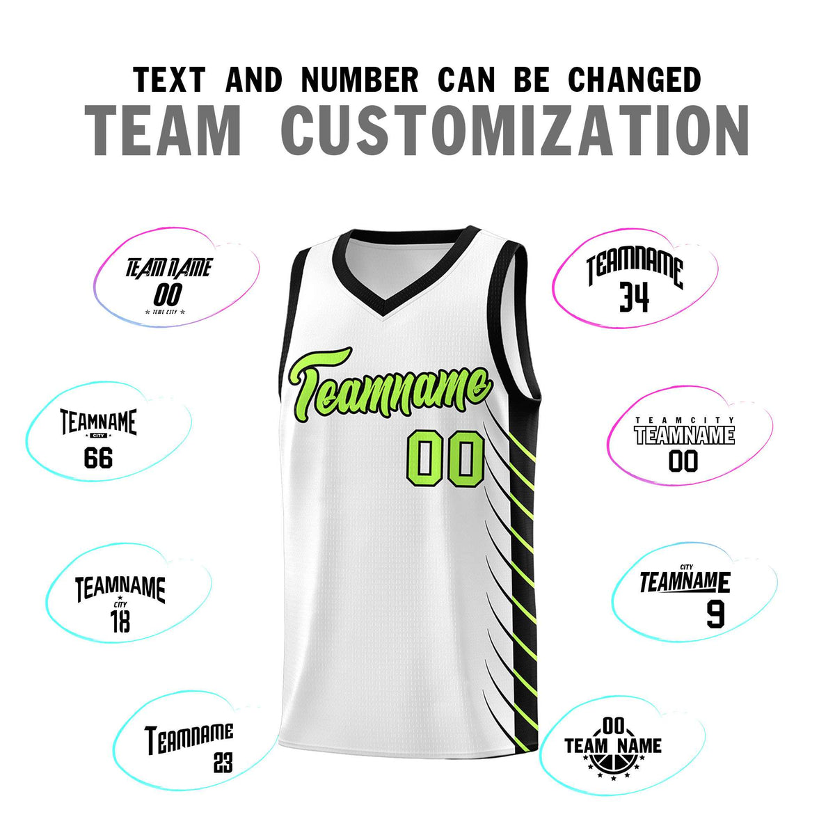 Custom White Black Personalized Side Symmetrical Line Pattern Sports Uniform Basketball Jersey