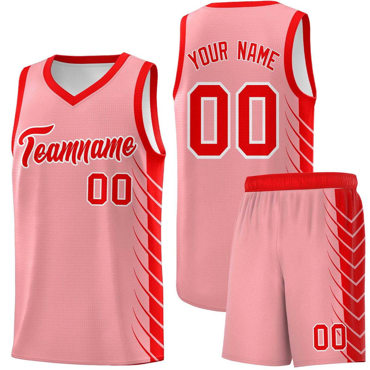 Custom Light Pink Light Red Personalized Side Symmetrical Line Pattern Sports Uniform Basketball Jersey