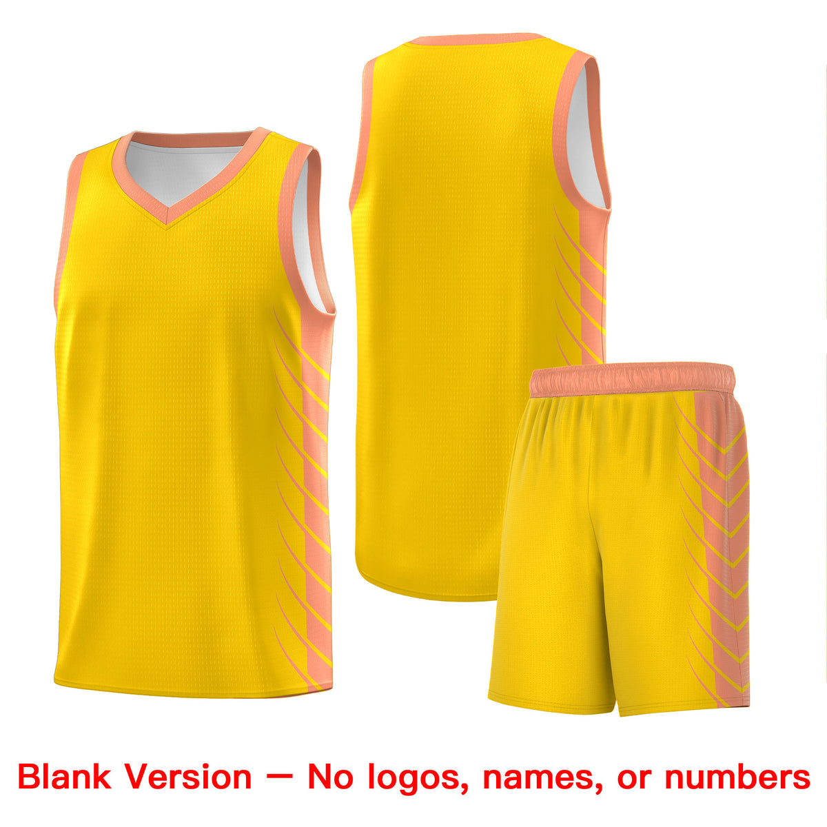 Custom Gold Light Orange Personalized Side Symmetrical Line Pattern Sports Uniform Basketball Jersey