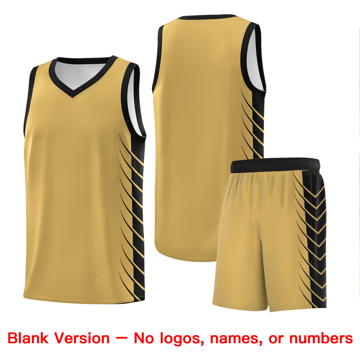 Custom Old Gold Black Personalized Side Symmetrical Line Pattern Sports Uniform Basketball Jersey