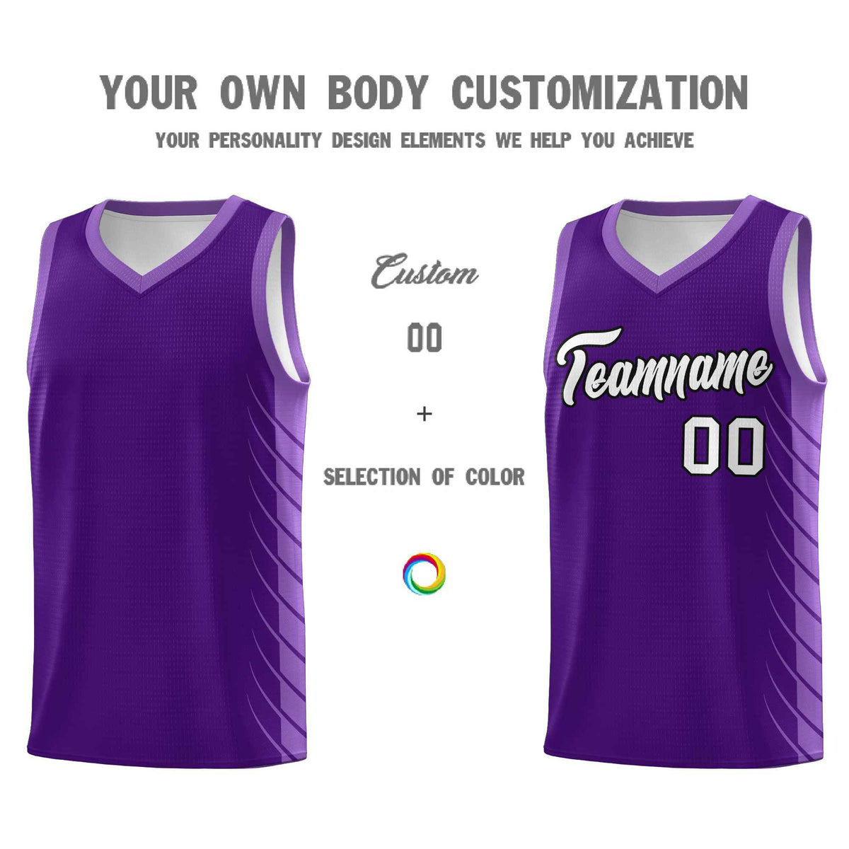 Custom Purple Light Purple Personalized Side Symmetrical Line Pattern Sports Uniform Basketball Jersey