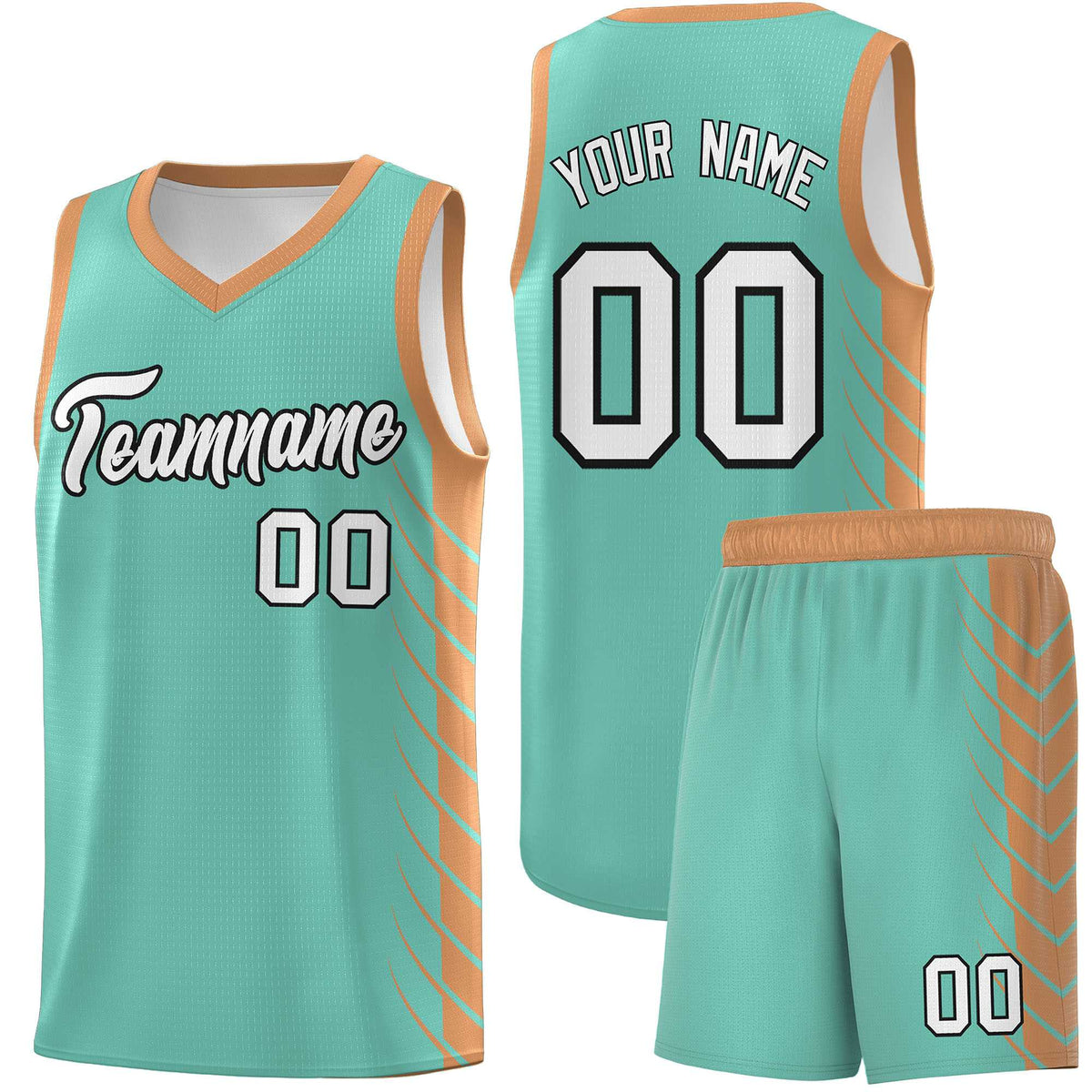 Custom Bright Green Buckskin Brown Personalized Side Symmetrical Line Pattern Sports Uniform Basketball Jersey