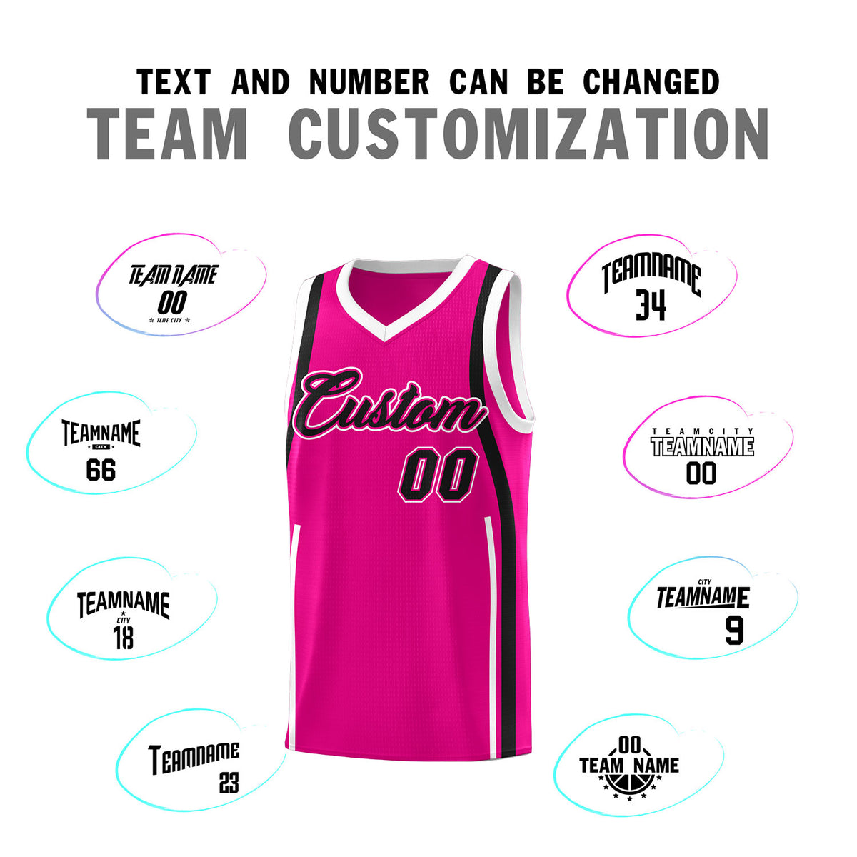 Custom Pink Black-White Ribbon Pattern Basketball Kits