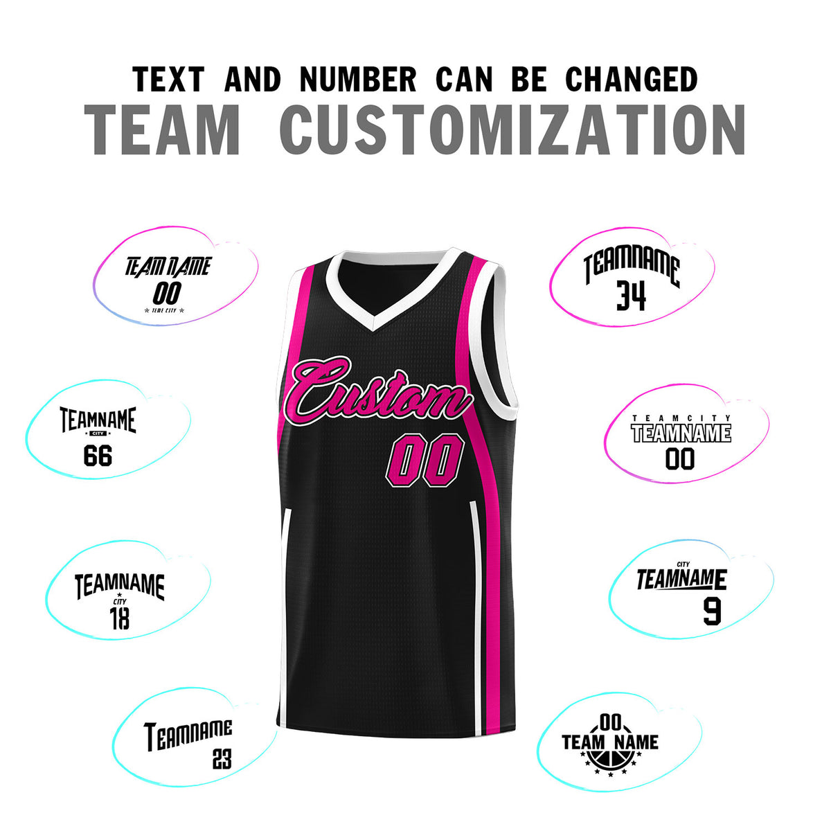 Custom Black Pink-White Ribbon Pattern Basketball Kits