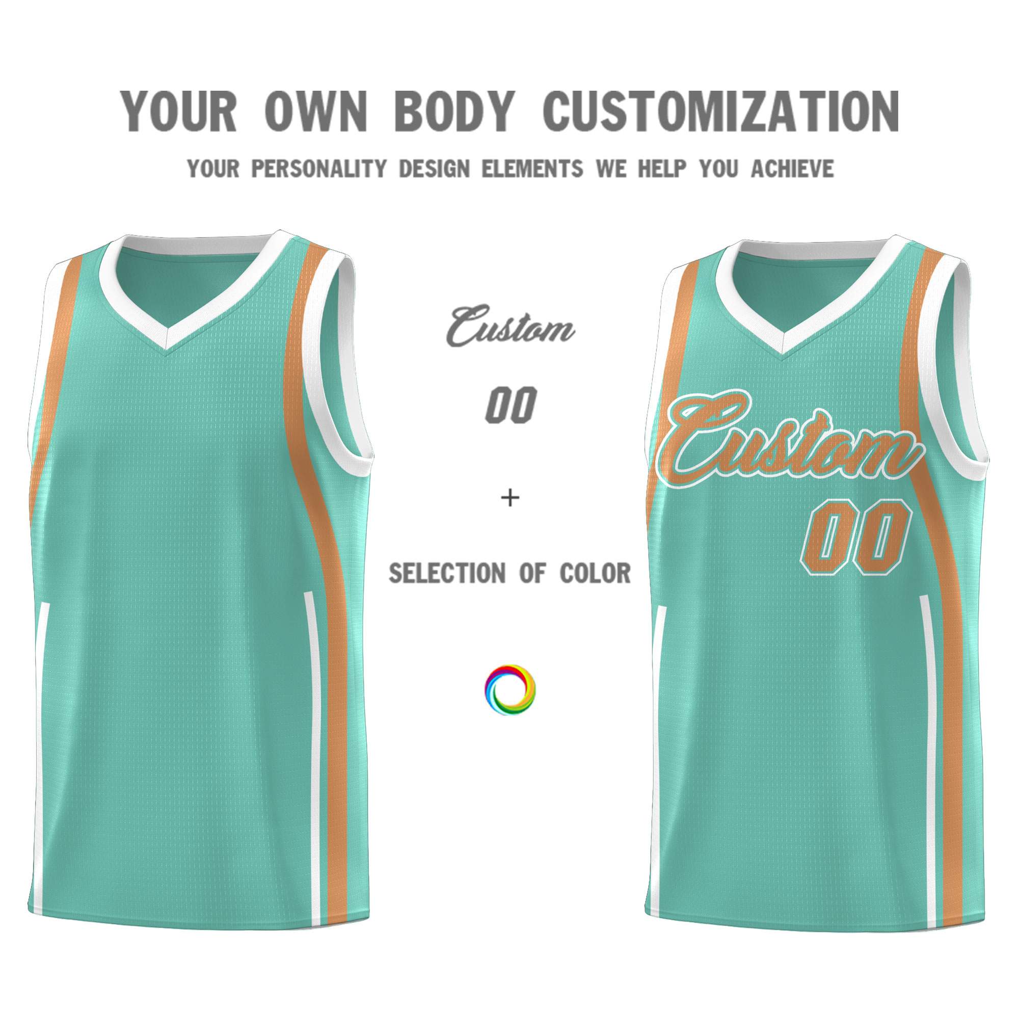 Custom Bright Green Buckskin Brown-White Ribbon Pattern Basketball Kits