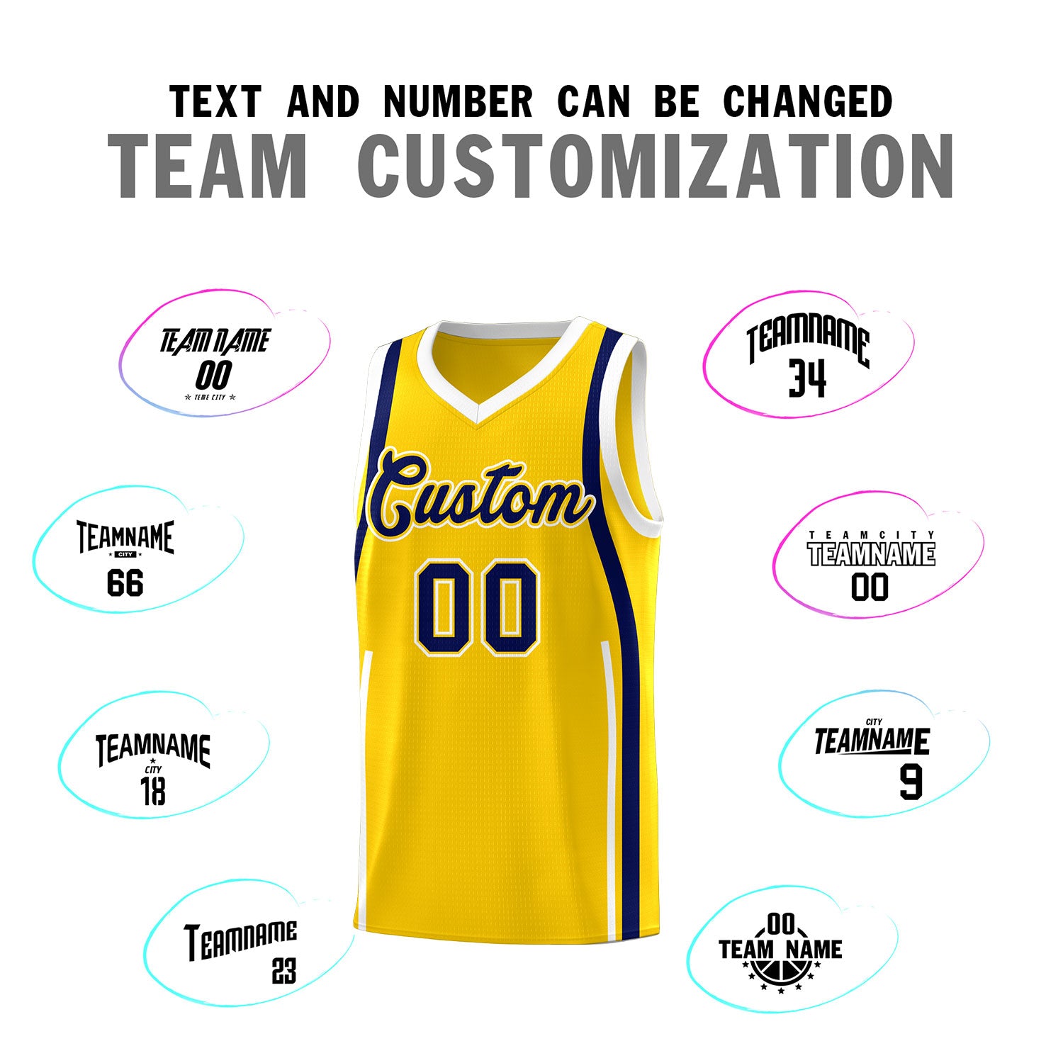 Custom Gold Navy AND White Basketball Jersey