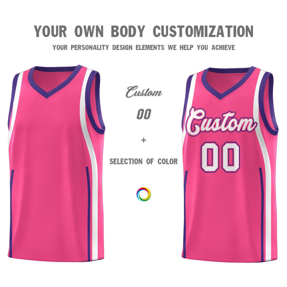 Custom Pink Purple AND White Basketball Jersey