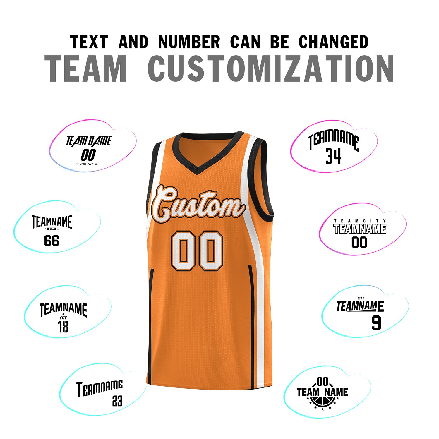 Custom Gold Orange Black AND White Basketball Jersey