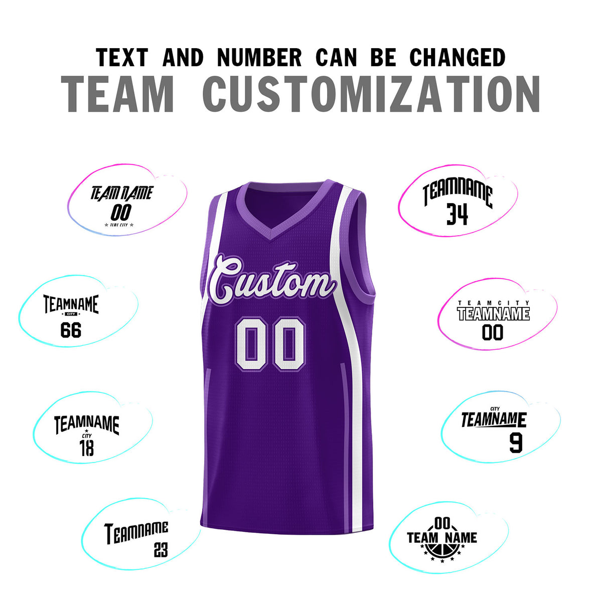 Custom Purple Light Purple AND White Basketball Jersey