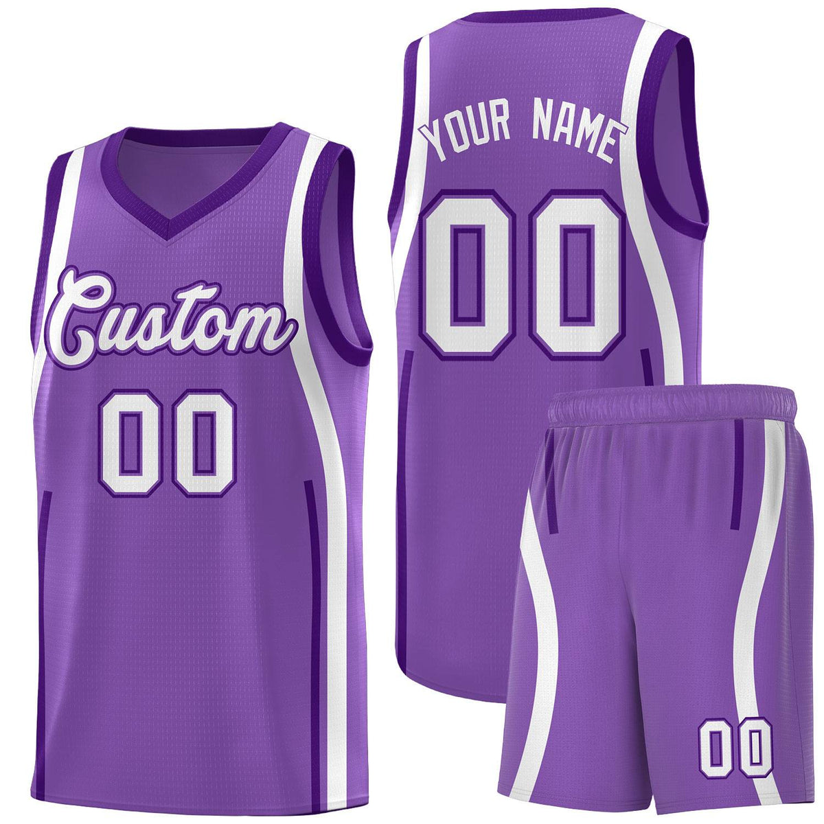 Custom Light Purple Purple AND White Basketball Jersey