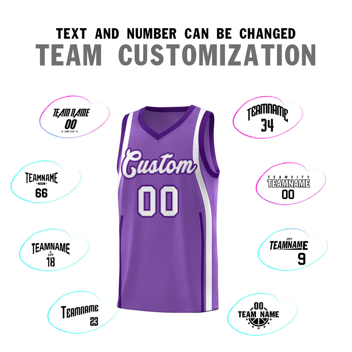 Custom Light Purple Purple AND White Basketball Jersey