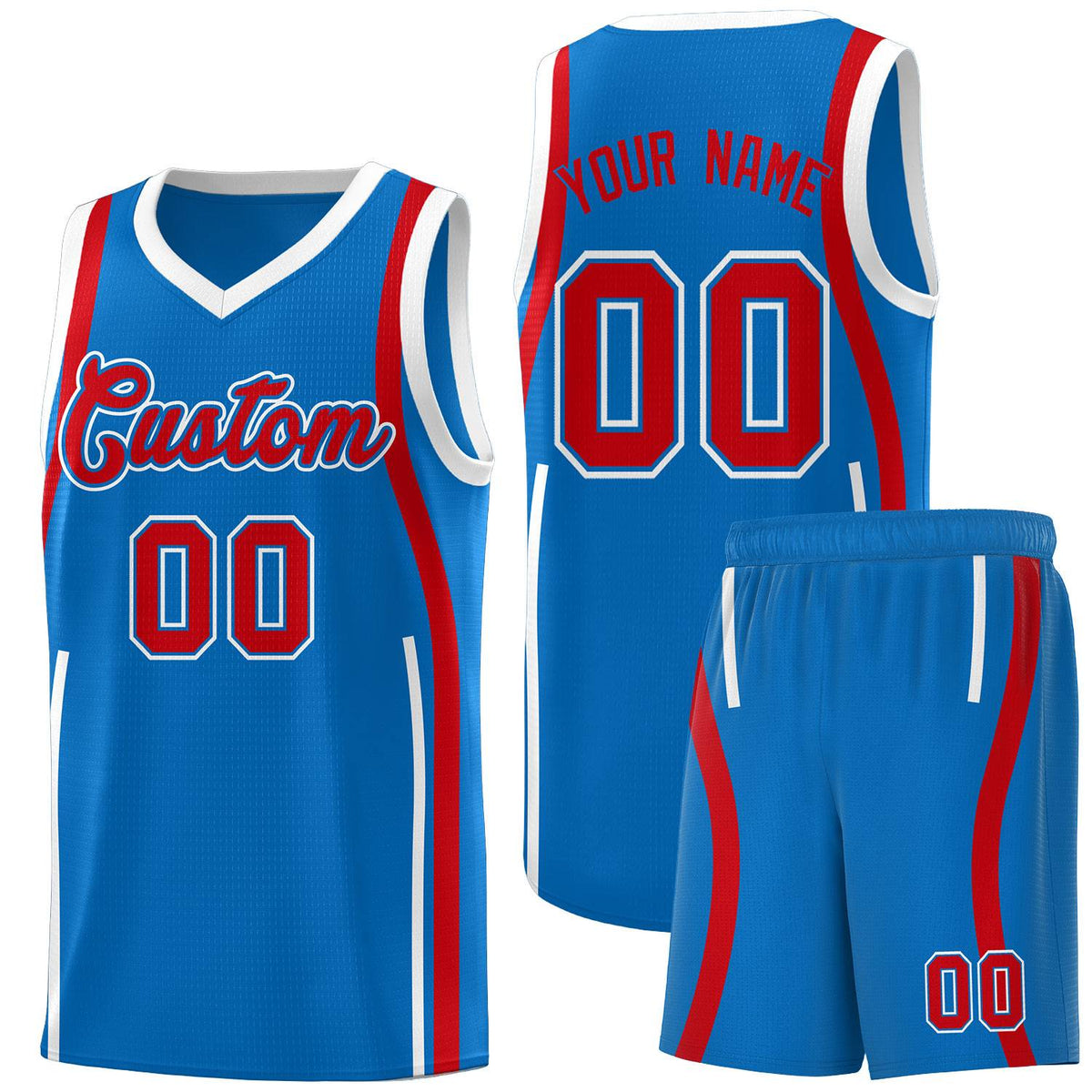 Custom Royal Red AND White Basketball Jersey