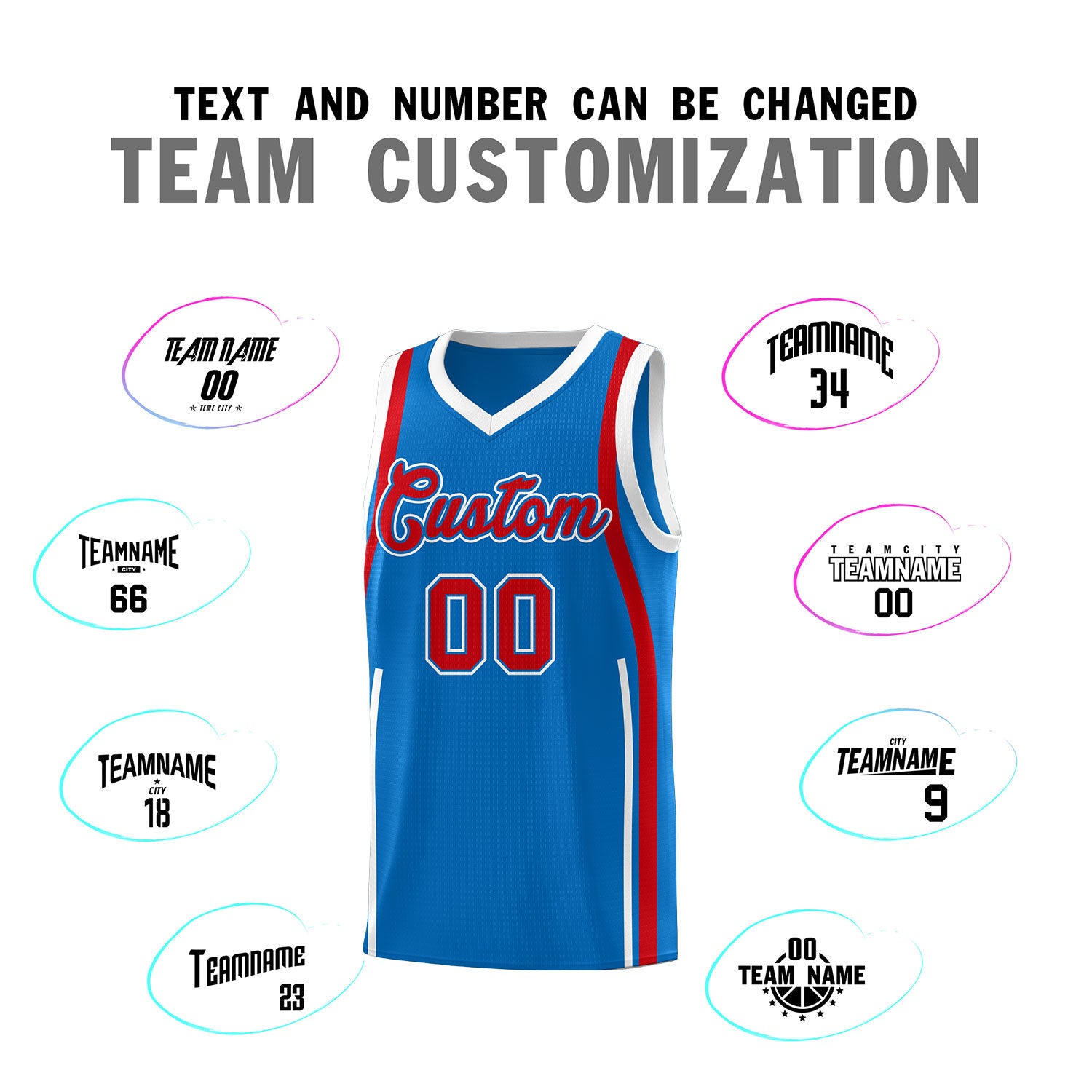 Custom Royal Red AND White Basketball Jersey