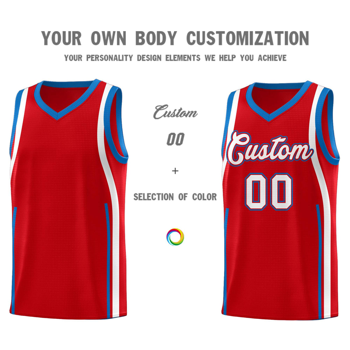 Custom Red Royal AND White Basketball Jersey